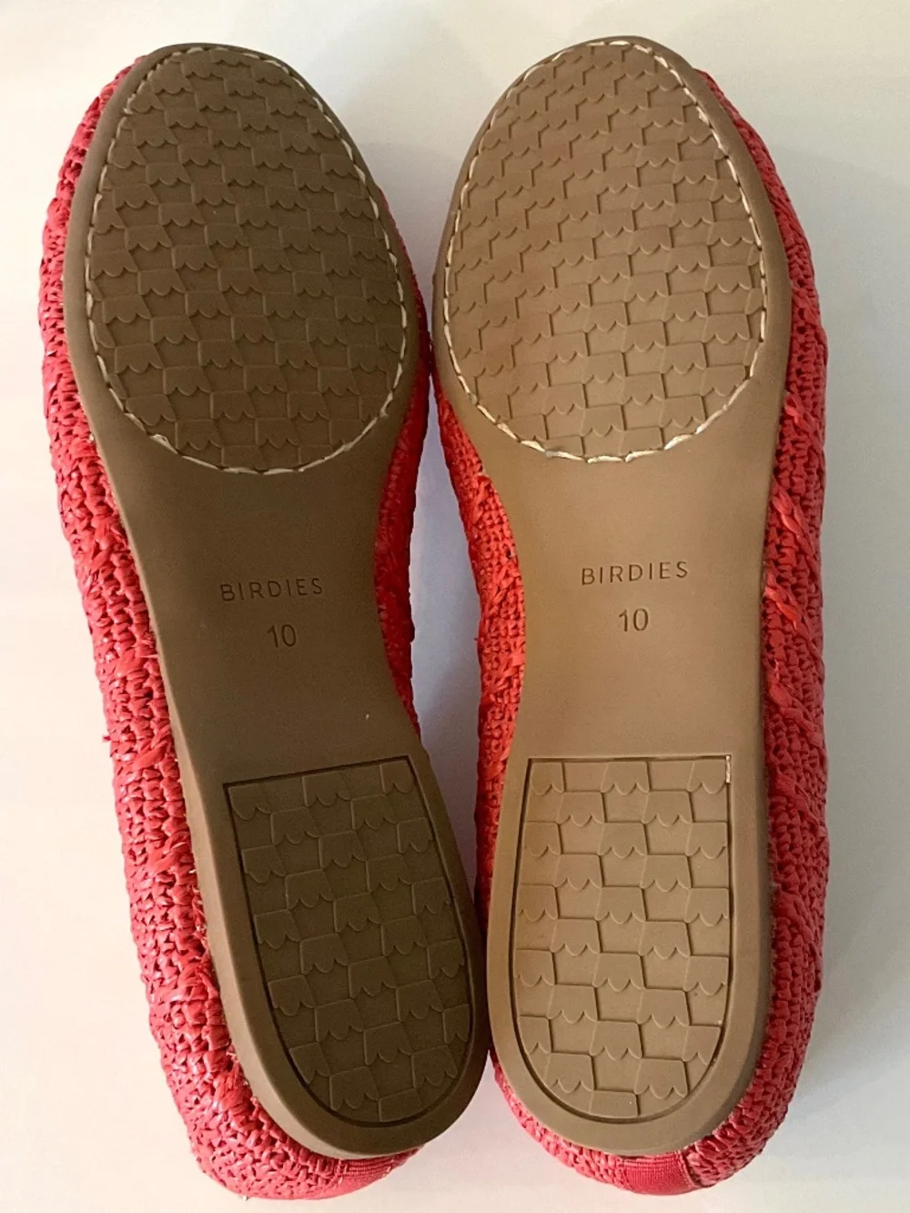 BIRDIES Raffia Ballet Bow Flats in Red Size 10 LIKE NEW